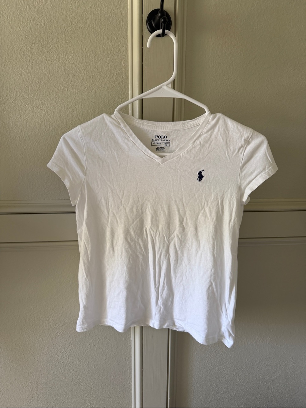 Polo Ralph Lauren White V-Neck Tee with Navy Pony
